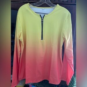 Yellow to Pink Ombre Long Sleeve Top